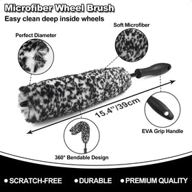 NIKCOSMK wheel brush close-up bristles showing soft woolie texture protecting rims