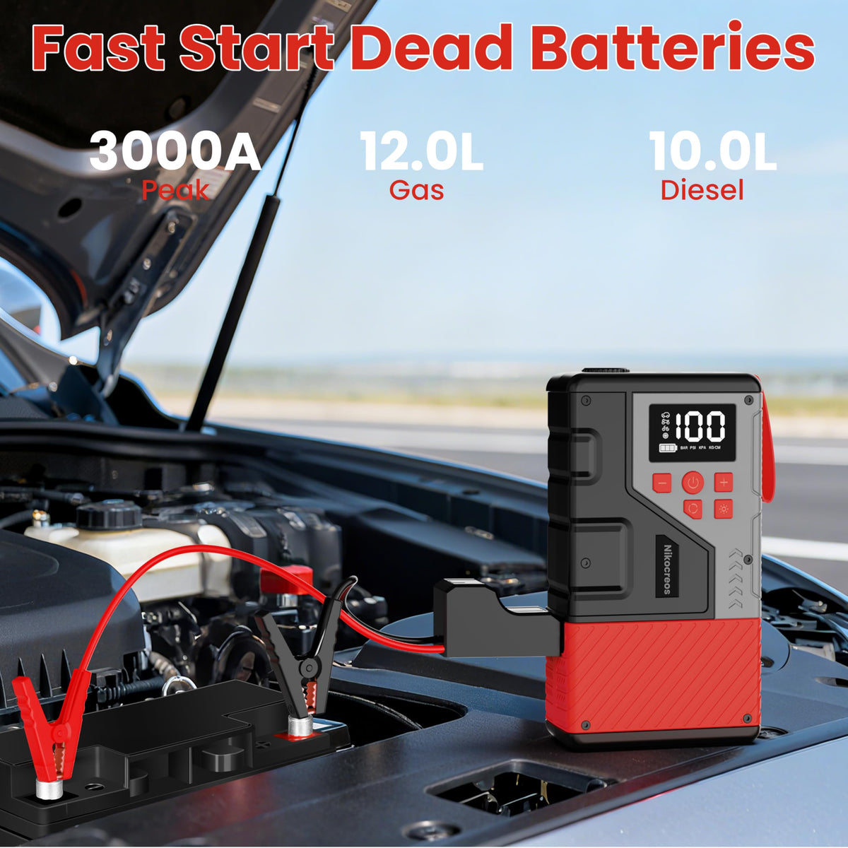 Nikocreos LCD display and control buttons, clear battery and pressure feedback