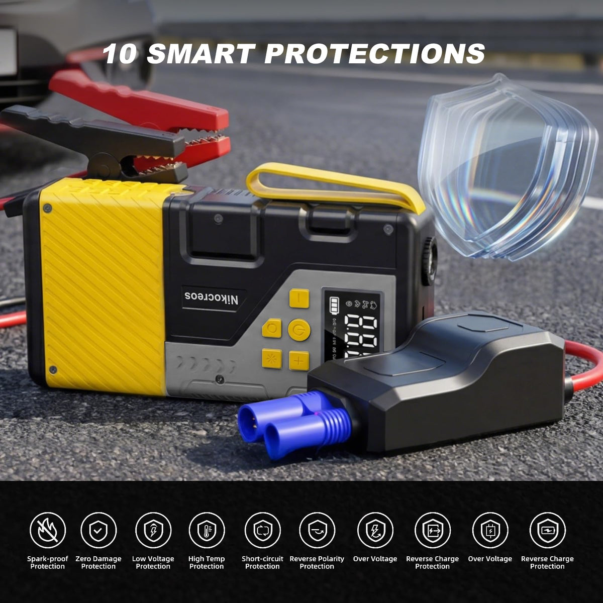 Nikocreos used at roadside inflating a tire demonstrating reliability