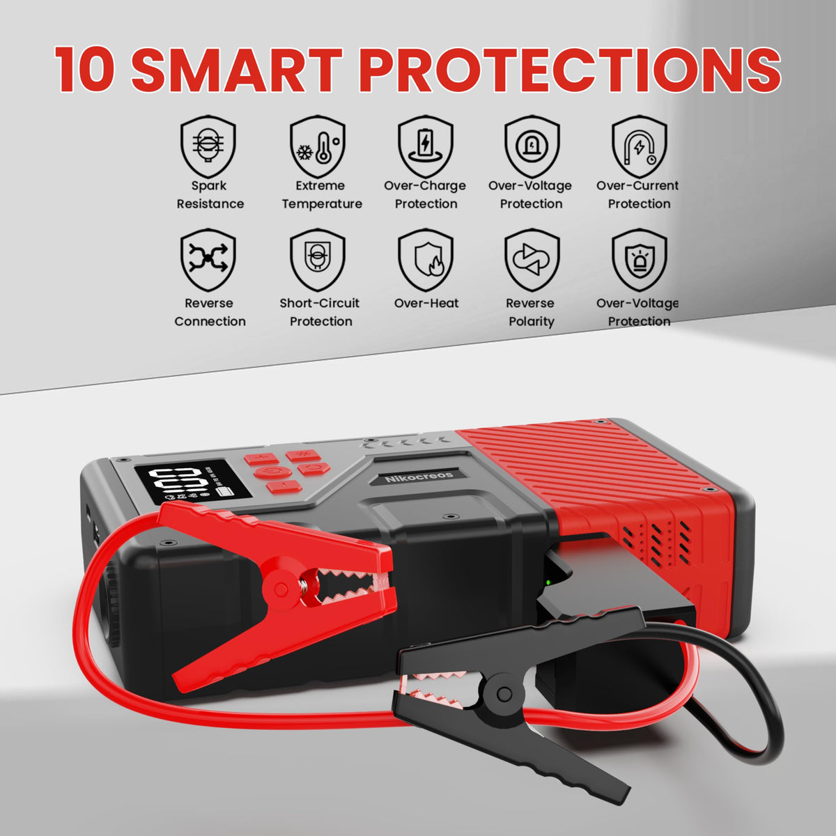 Nikocreos LED in SOS mode at night, bright signaling for emergency visibility