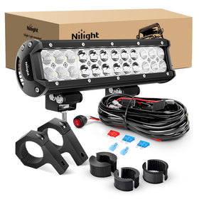 Nilight front view of 12 inch 72W light bar showing powerful illumination benefit