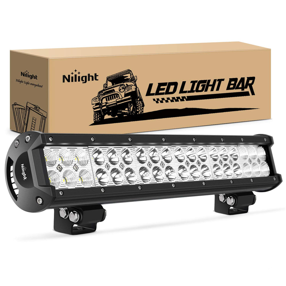 Nilight 17-inch front view showing LED array and combo beam for bright coverage