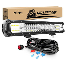 Nilight 20-inch light bar front view showing bright lens and high output benefit