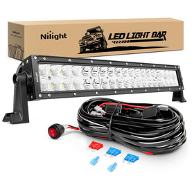 Nilight front view of 22 inch light bar showing sleek bezel and lens, improves road visibility