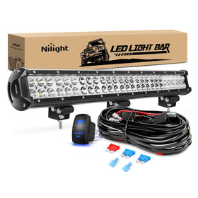 Nilight front view of 25-inch light bar showing lens and housing, offers broad visibility