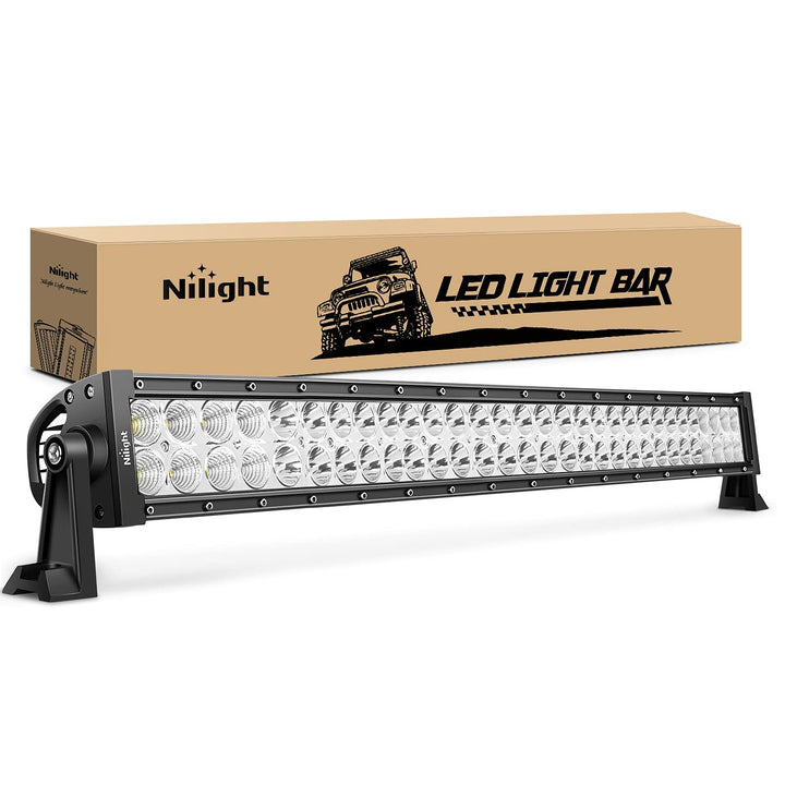 Nilight 32-inch light bar front view showing full LED array and bright benefit