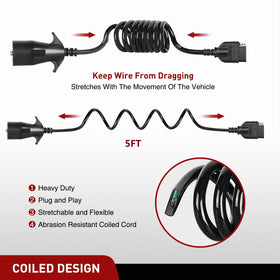 Nilight detailed view of 5-way flat plug for secure trailer connection