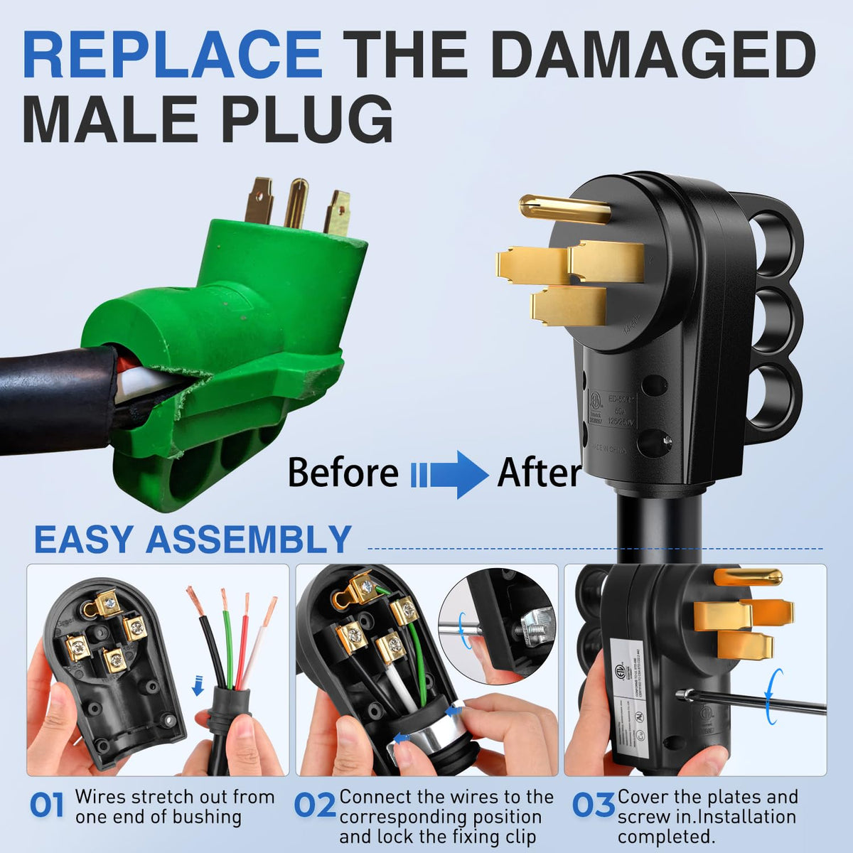 Nilight front view of female receptacle providing safe inlet fit