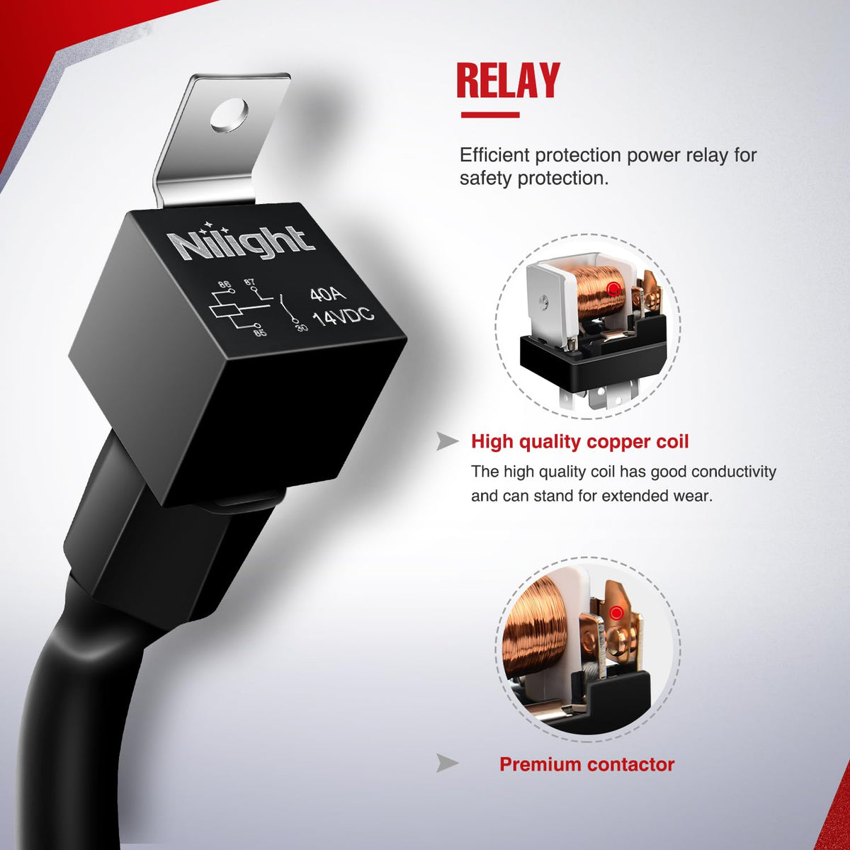 Nilight 5‑pin rocker switch front lit with LEDs for easy night identification
