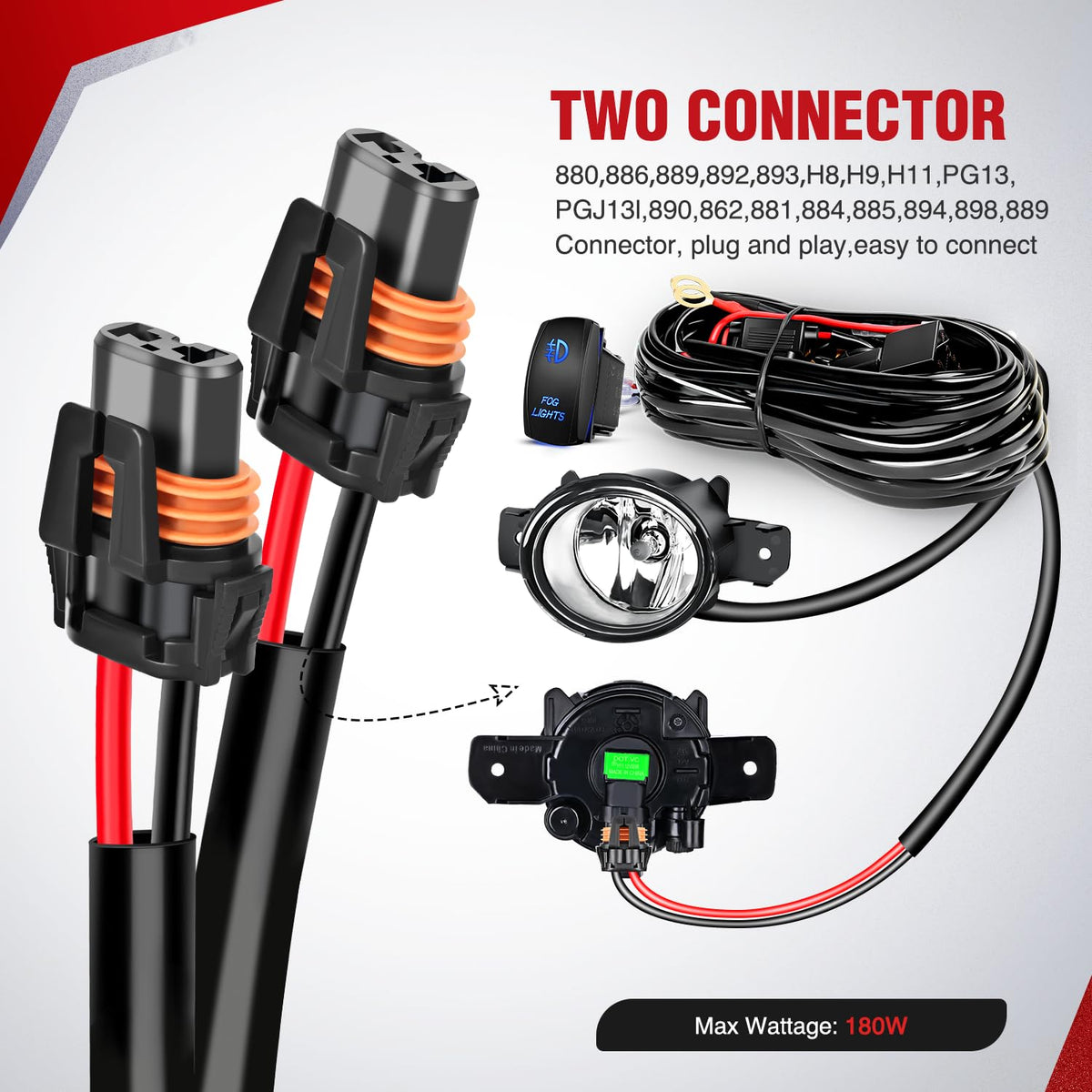 Nilight 5-pin rocker switch lit LEDs for easy night operation