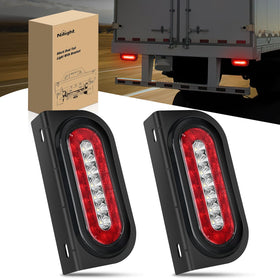 Nilight front view of 6-inch oval tail light showing clear lens and bright LEDs for improved visibility