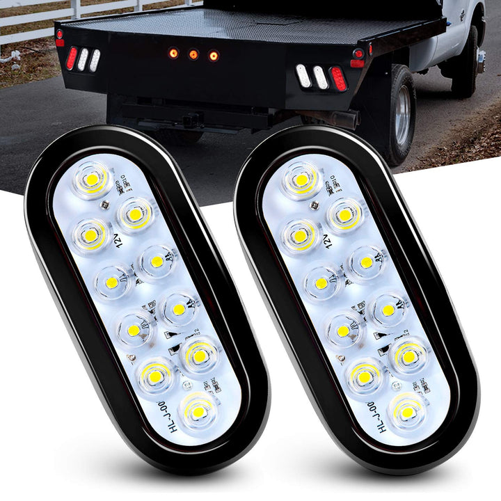 Nilight 6-inch oval front view showing bright LEDs and durable lens for clear reversing