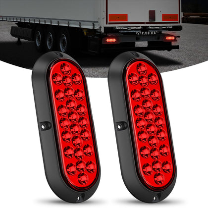 Nilight 6-inch oval front view showing bright red LEDs and clear lens, improves rear visibility