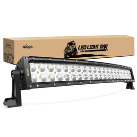 Nilight front view of 22-inch curved LED bar showing full length and polished finish for improved visibility