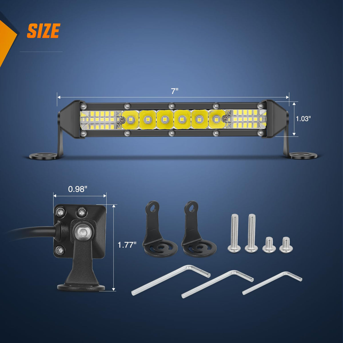 Nilight 7-inch slim LED light bar mounted on a truck bumper demonstrating slim profile and improved night visibility