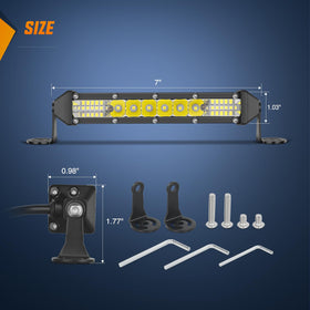 Nilight 7-inch slim LED light bar mounted on a truck bumper demonstrating slim profile and improved night visibility