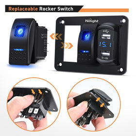 Nilight included screws and glow stickers for straightforward installation