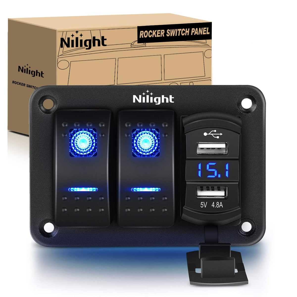 Nilight front panel showing switches and USB ports for tidy device control