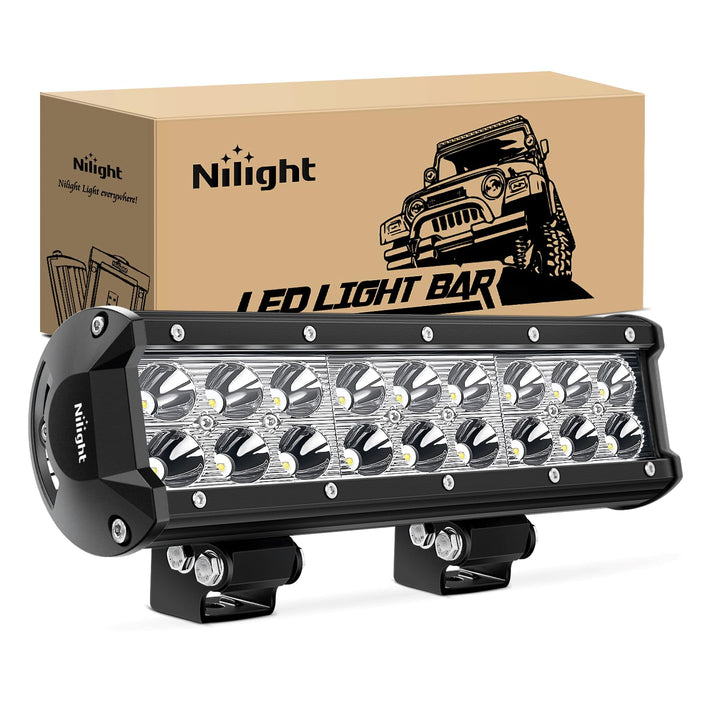 Nilight 9-inch front view showing focused spot beam and bright output