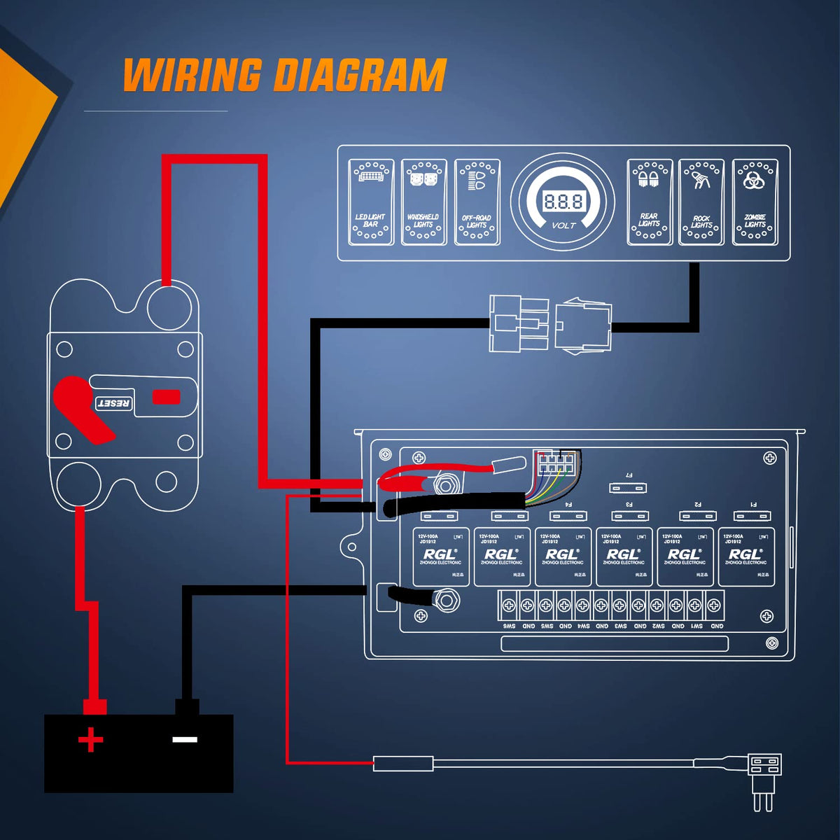 Nilight accessories layout with covers tools and terminals for quick install