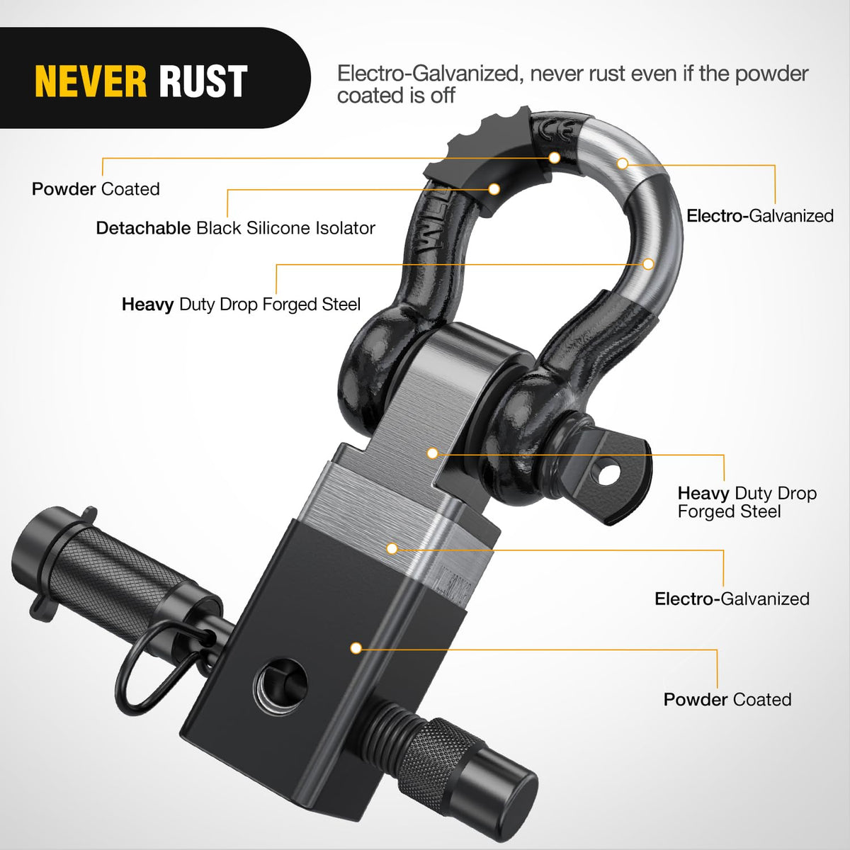 Nilight threaded 5/8" anti-theft hitch pin close-up for secure locking