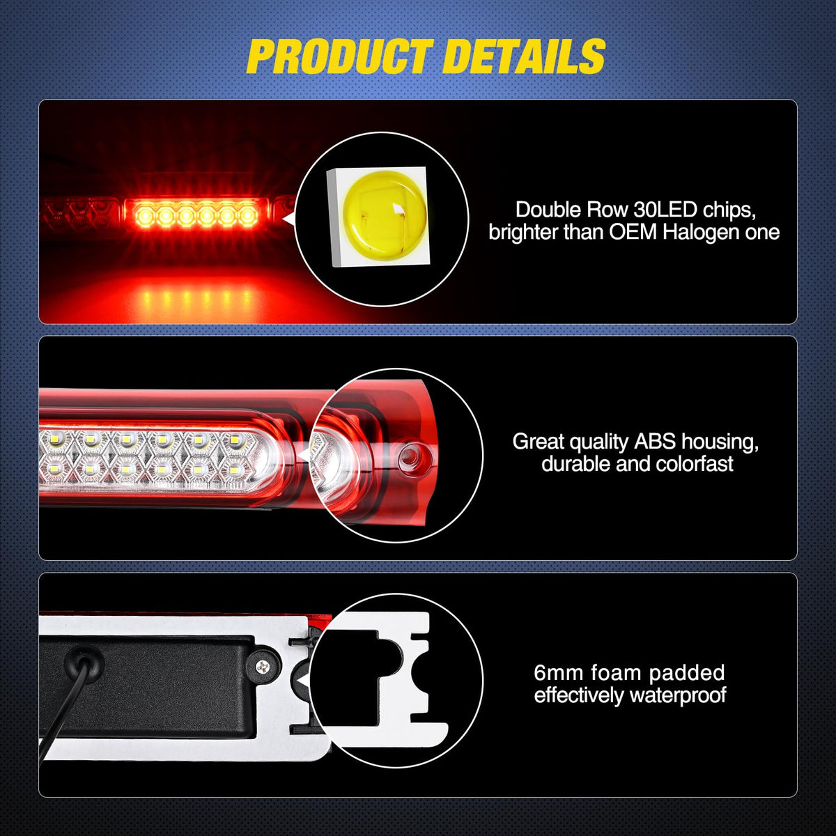 Nilight rear view with foam pad for secure, watertight mounting