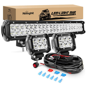 Nilight ZH002 20-inch 126W light bar front view showing brightness and brand benefit