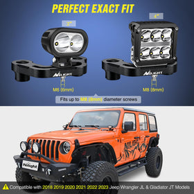 High-foot design of Nilight bracket showing gap to protect Jeep paint and reduce scratching