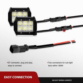 Nilight DT connector close-up demonstrating plug-and-play ease and secure connection