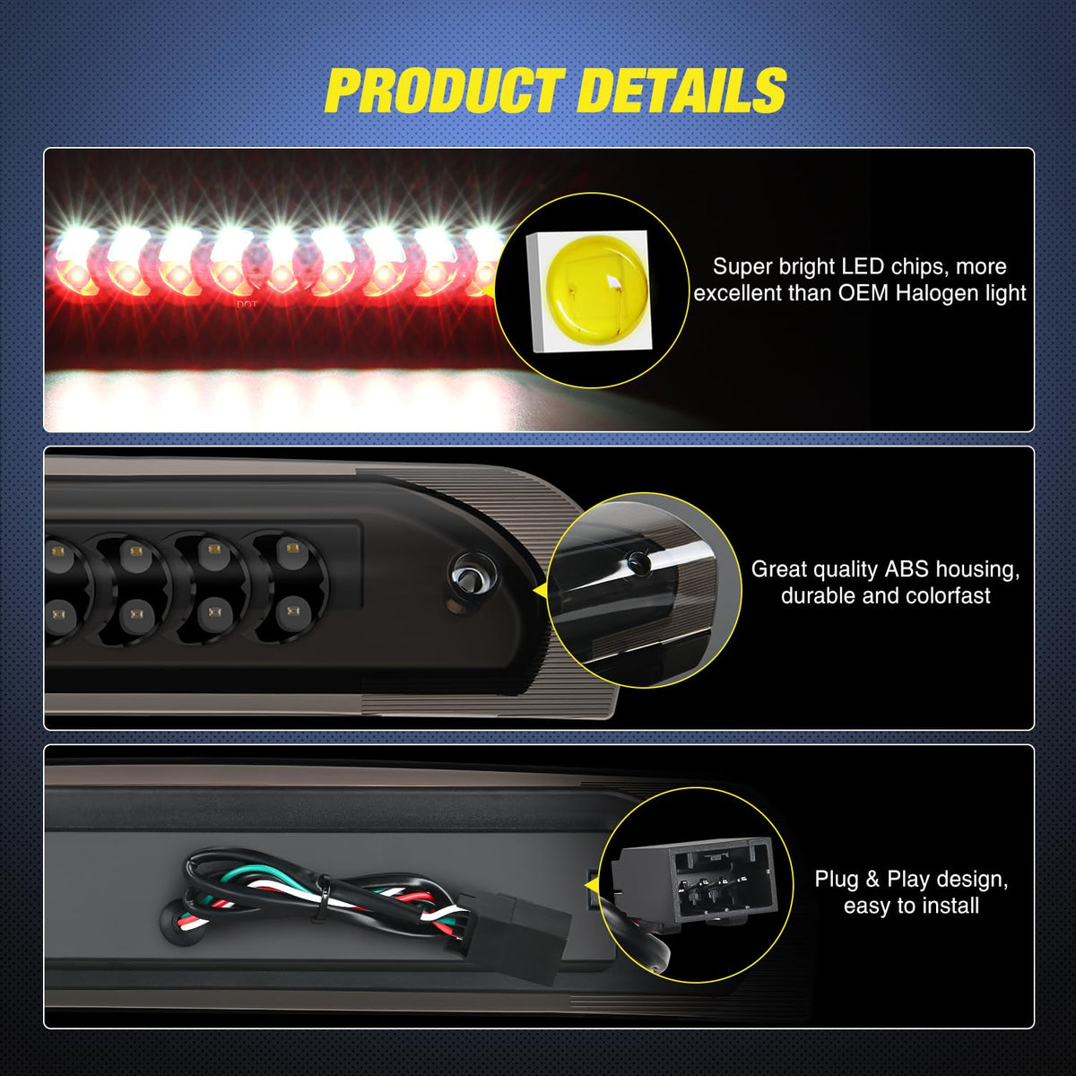Nilight close-up of 18 LEDs illustrating concentrated bright light