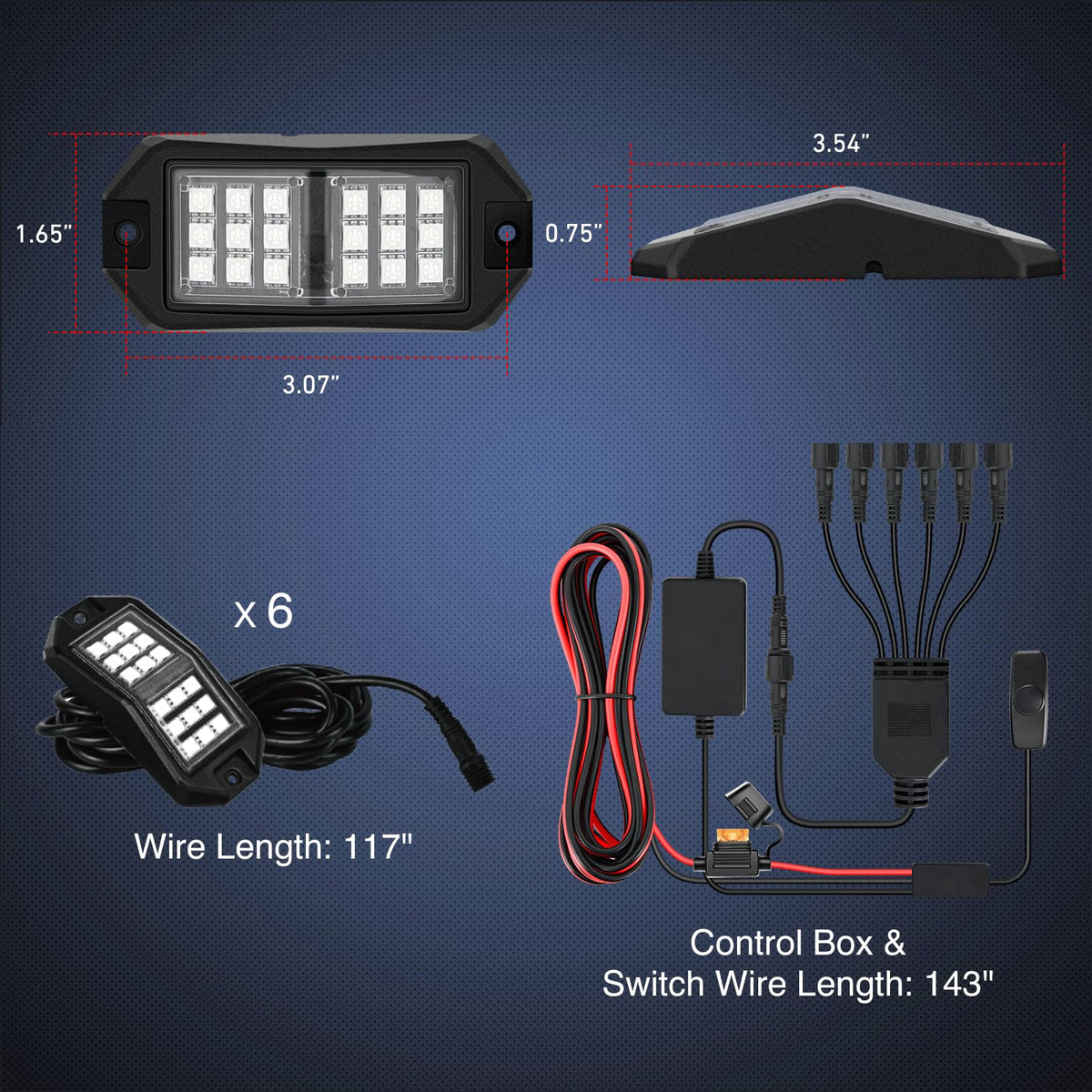 Nilight close-up of 18 LED array highlighting brightness and even coverage benefit