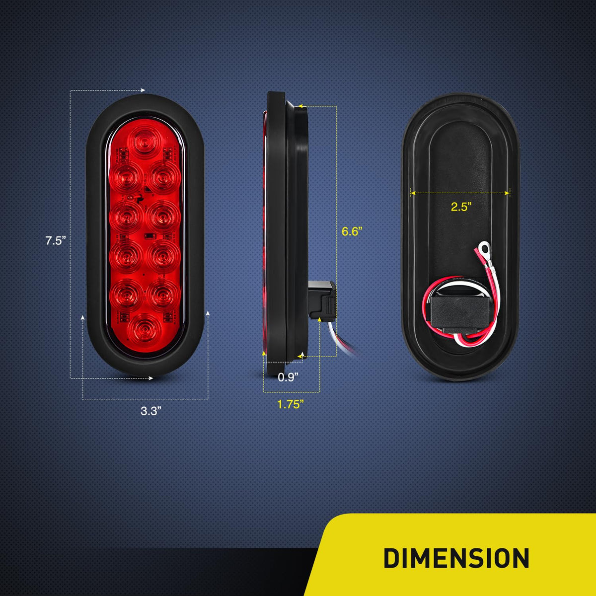 Nilight close-up of the 10 SMD LED array for intense red brake and signal visibility