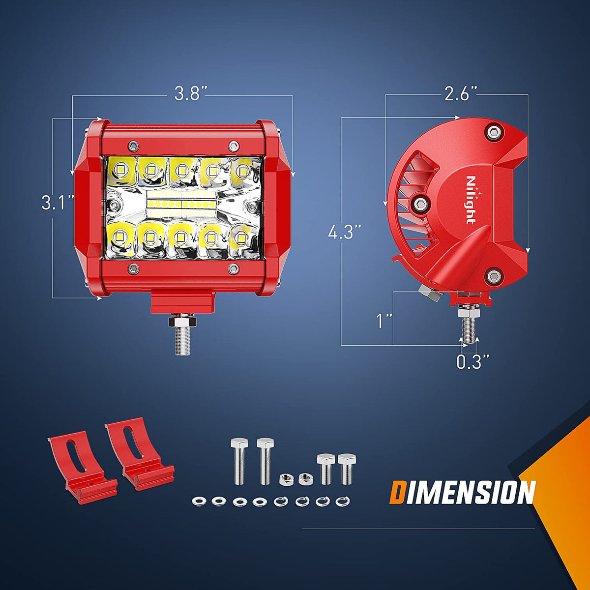 Nilight close-up of triple-row LEDs and lens delivering concentrated spot and wide flood benefits
