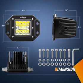 Nilight close-up of triple-row LED array highlighting focused spot and flood benefit