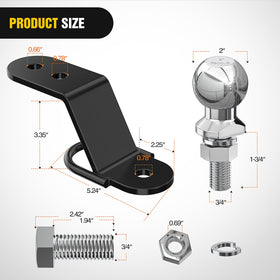 Nilight close-up of 2-inch chrome ball providing smooth coupling and corrosion resistance