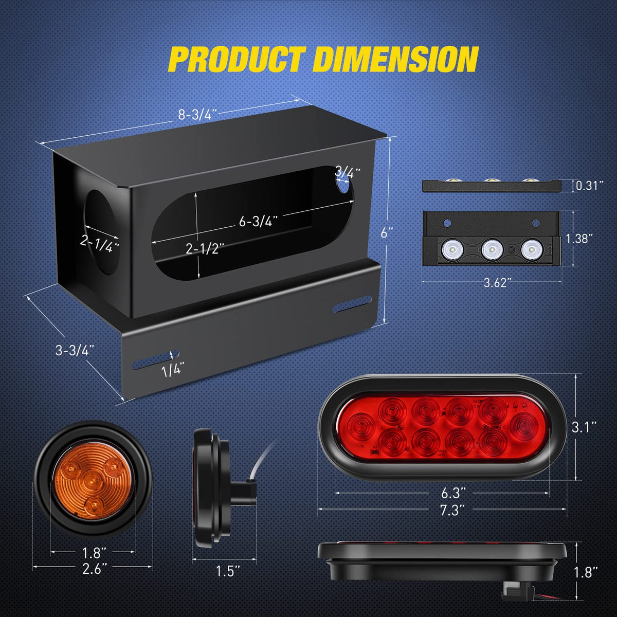 Nilight closeup of 6 inch oval red taillight with bright SMD LEDs for enhanced visibility