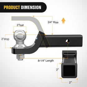 Nilight close-up of 2" ball and threaded attachment for secure towing
