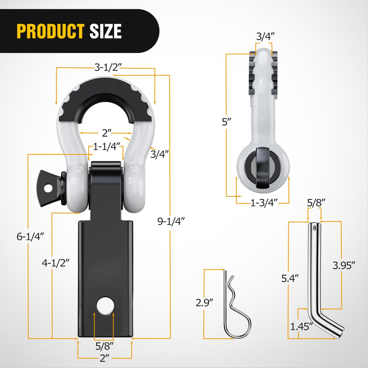 Nilight close-up of 3/4-inch D-ring shackle highlighting strength and corrosion resistance