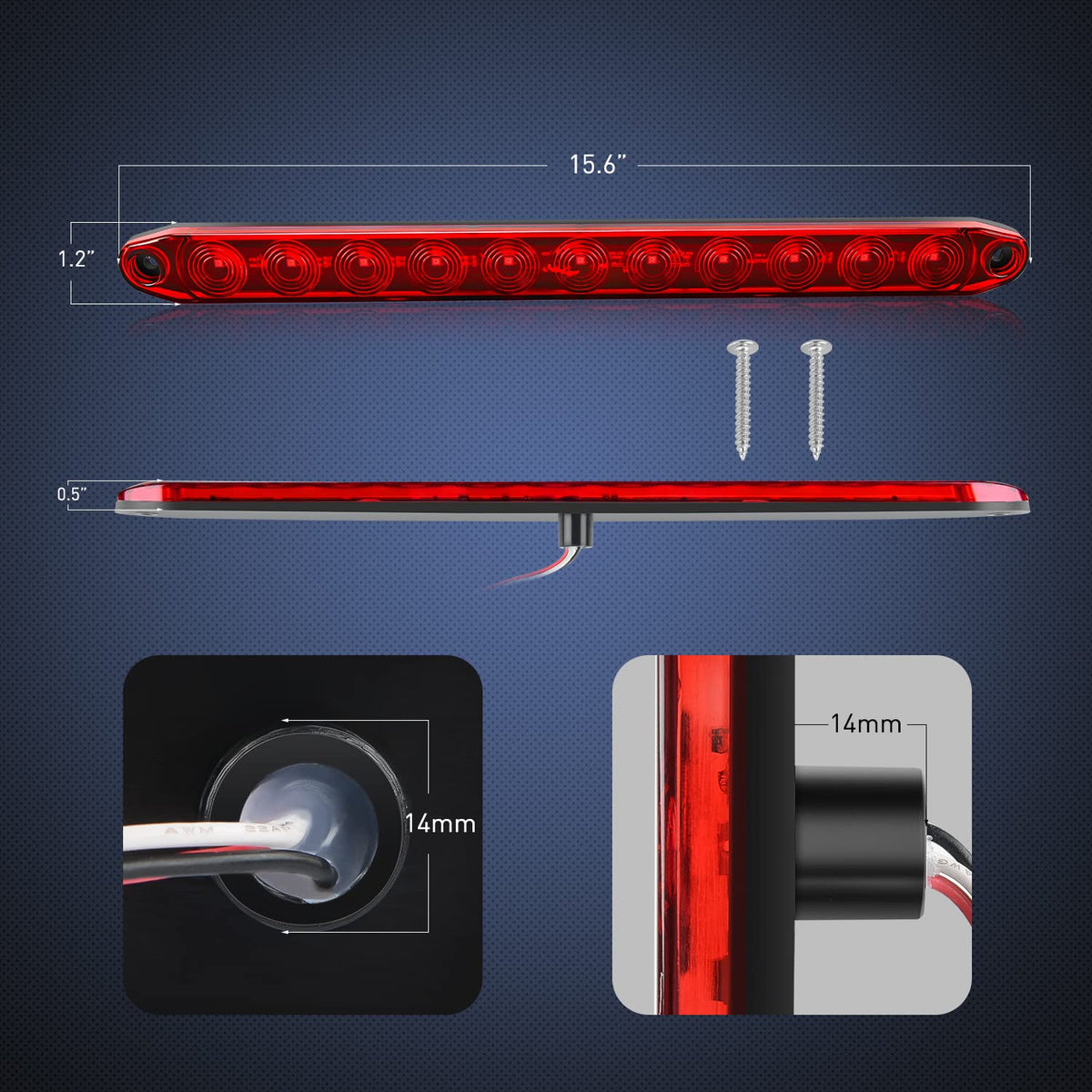 Nilight close-up of polycarbonate lens and LEDs highlighting weatherproof seal