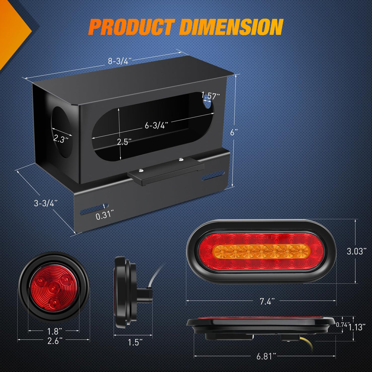 Nilight close-up of the 6-inch oval taillight highlighting bright SMD LEDs for clear signaling