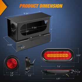 Nilight close-up of the 6-inch oval taillight highlighting bright SMD LEDs for clear signaling