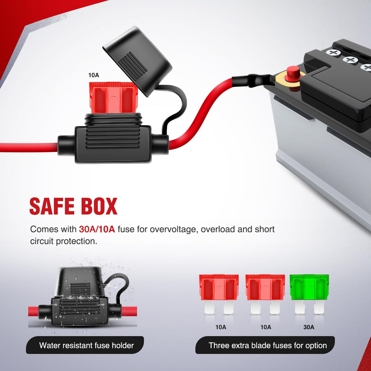 Nilight 5‑pin rocker switch closeup with LEDs for visible night control