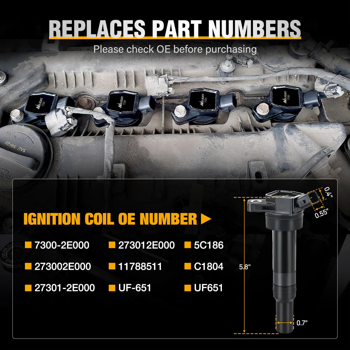 Nilight ignition coils installed on engine illustrating restored smooth performance