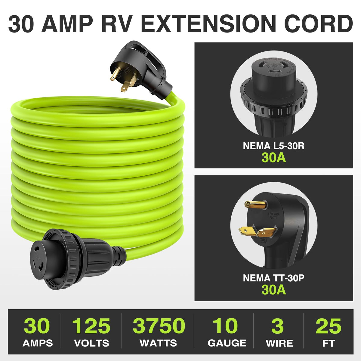 Nilight neatly coiled cord with organizer for simple storage benefit