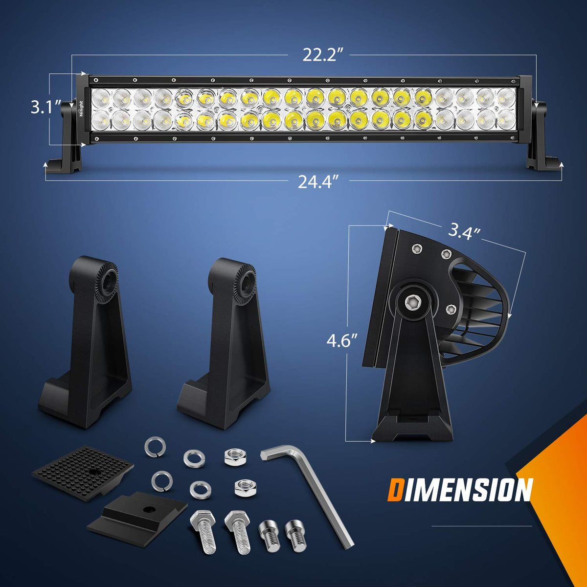 Nilight close-up of spot and flood LED arrangement, delivers long throw and wide fill