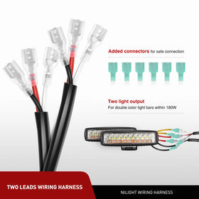 Nilight connector ends close-up showing standard plugs for quick hookup and secure connections