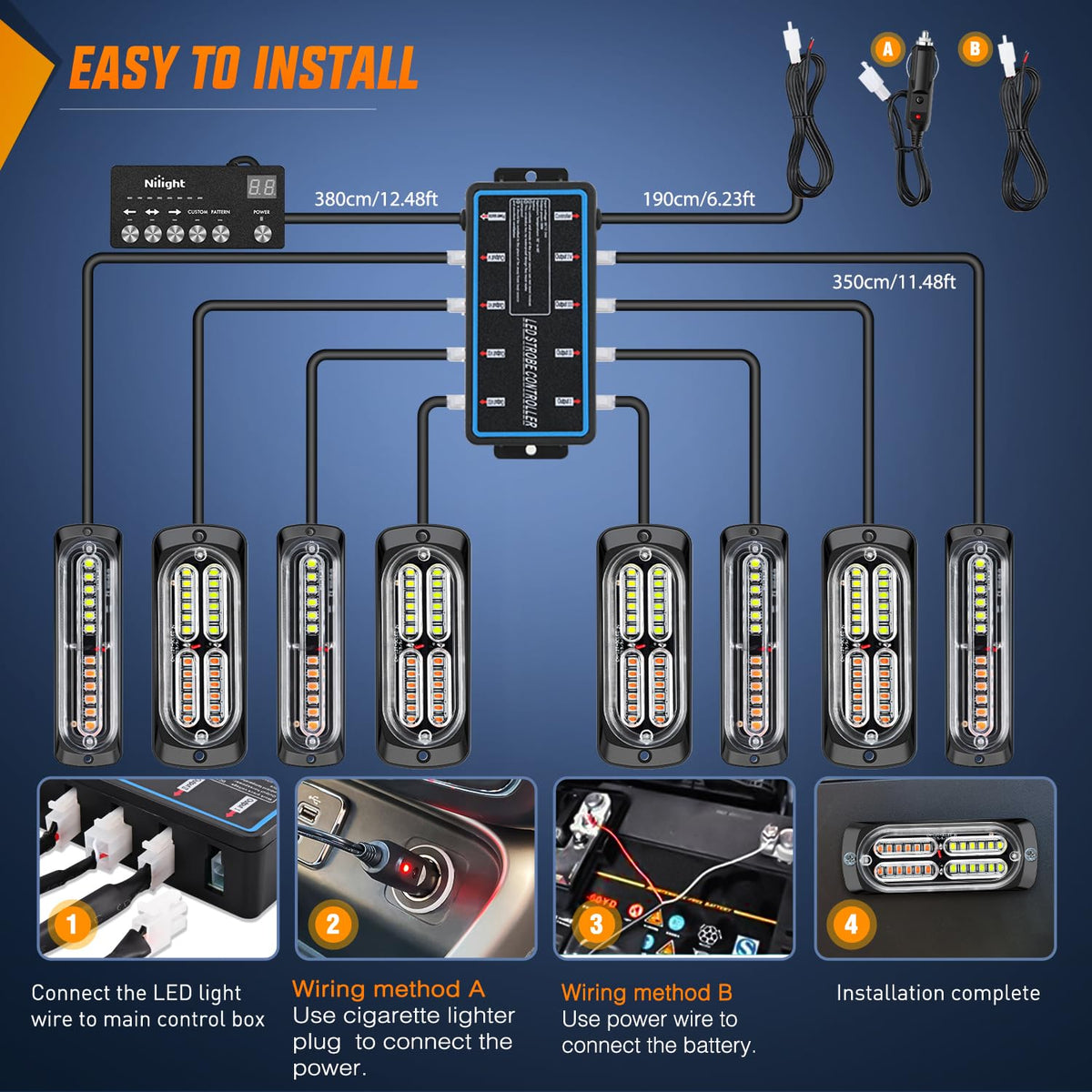Nilight controller and switch layout showing simple two-button operation and memory