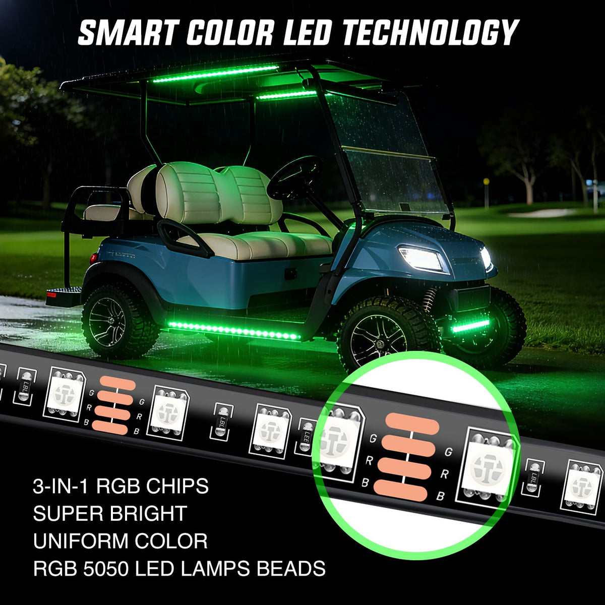 Nilight controller box with remote laid out showing easy controls and app pairing