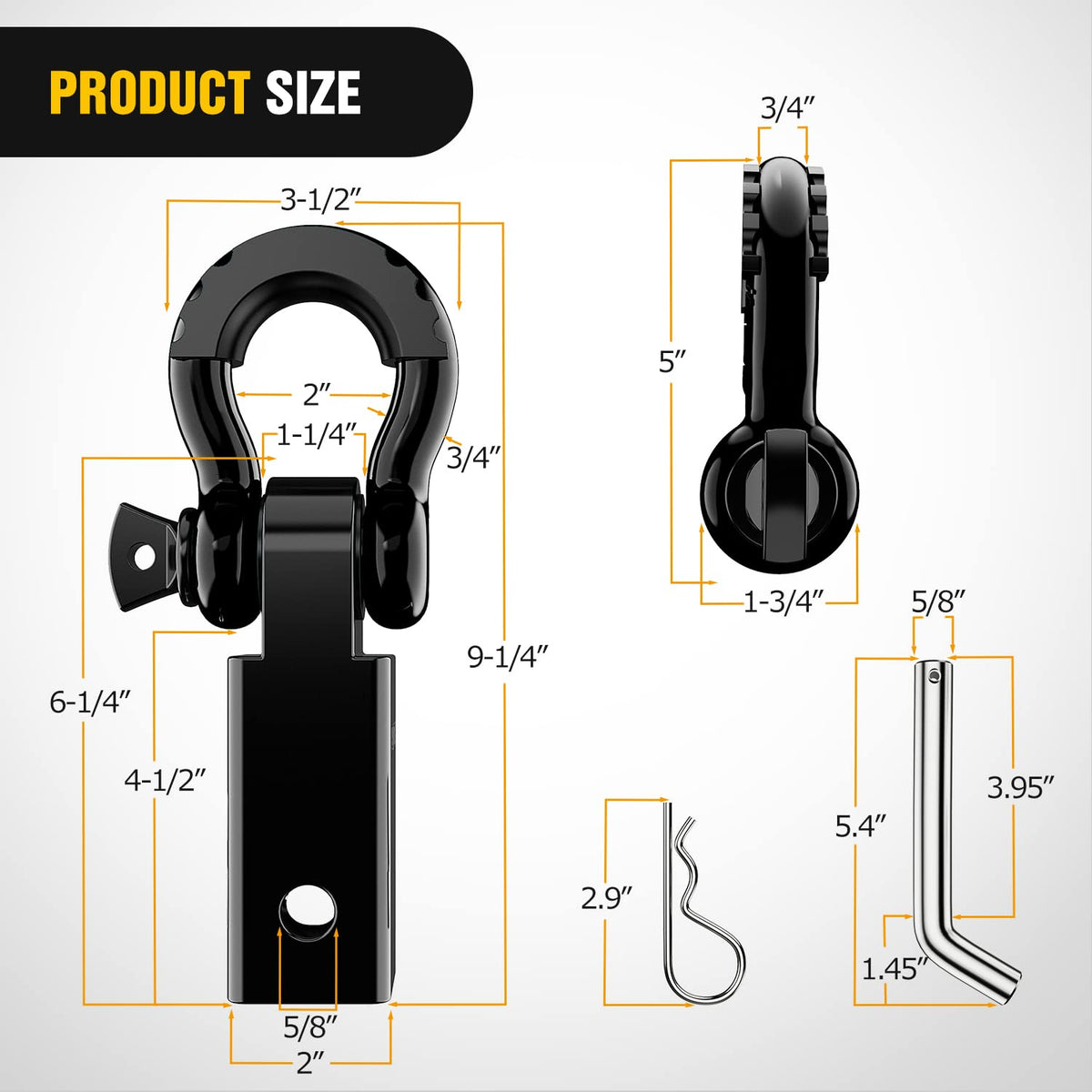 Nilight close-up of 3/4-inch D-ring shackle highlighting corrosion-resistant finish and durability