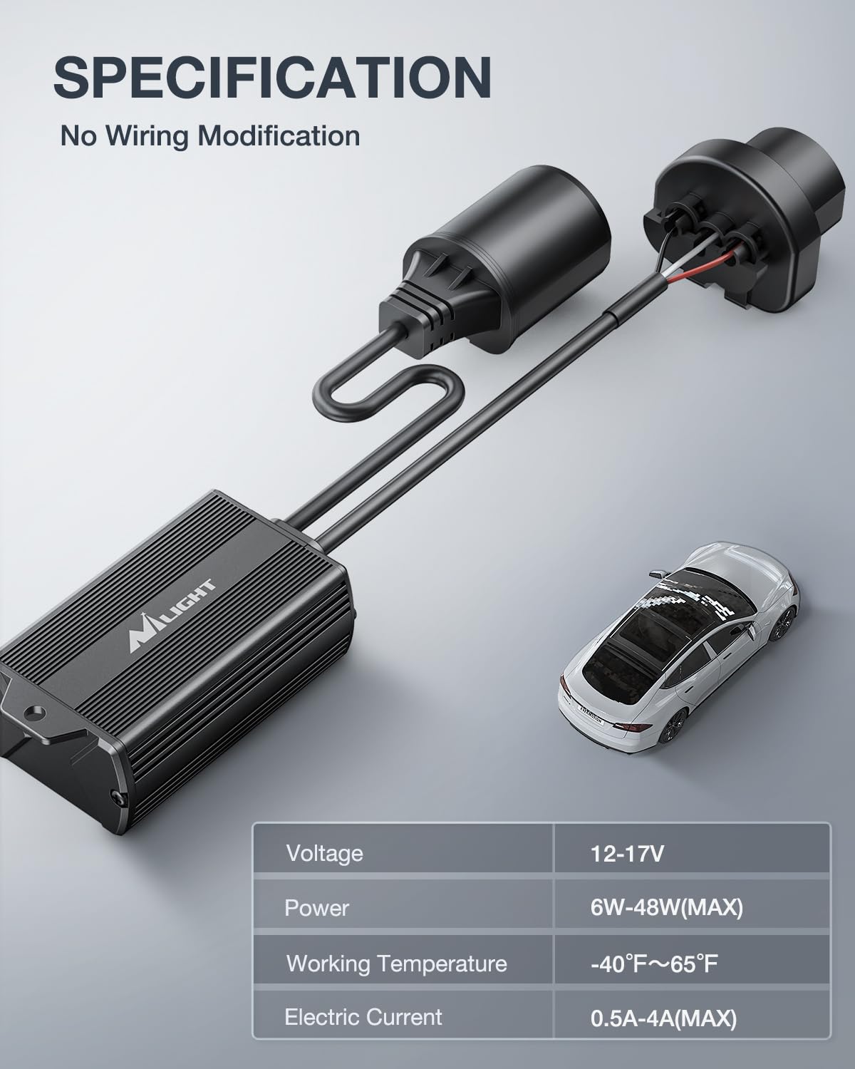 Nilight decoder connected to 9007 LED bulb demonstrating stable operation benefit